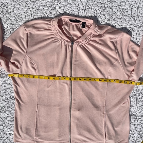 H by Halston Knit Bomber Jacket with Ruching Detail Pure Pink, Size XL - Picture 3 of 7